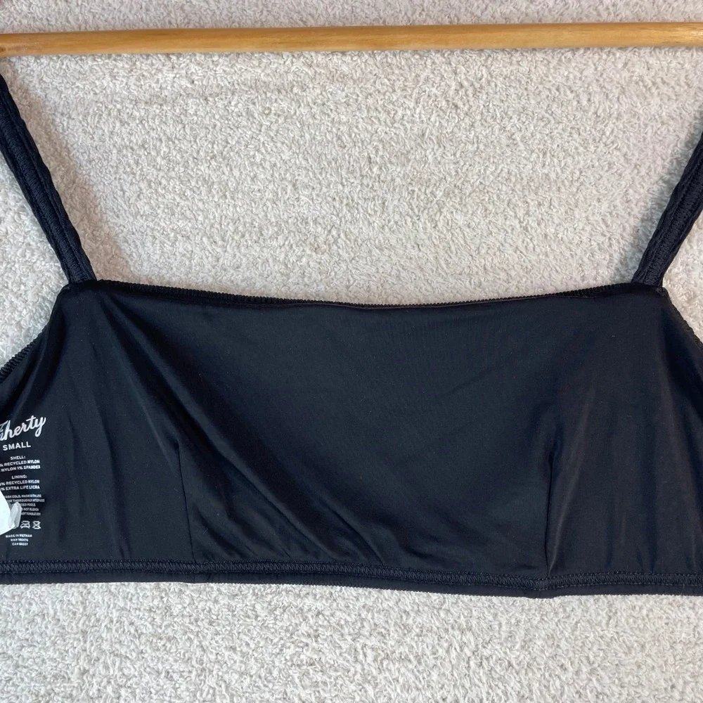 faherty bandeau bikini top crinkled black S eco-conscious quiet luxury swimwear